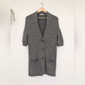 S Vince Gray Knit Cardigan with Pockets And Chunky Buttons